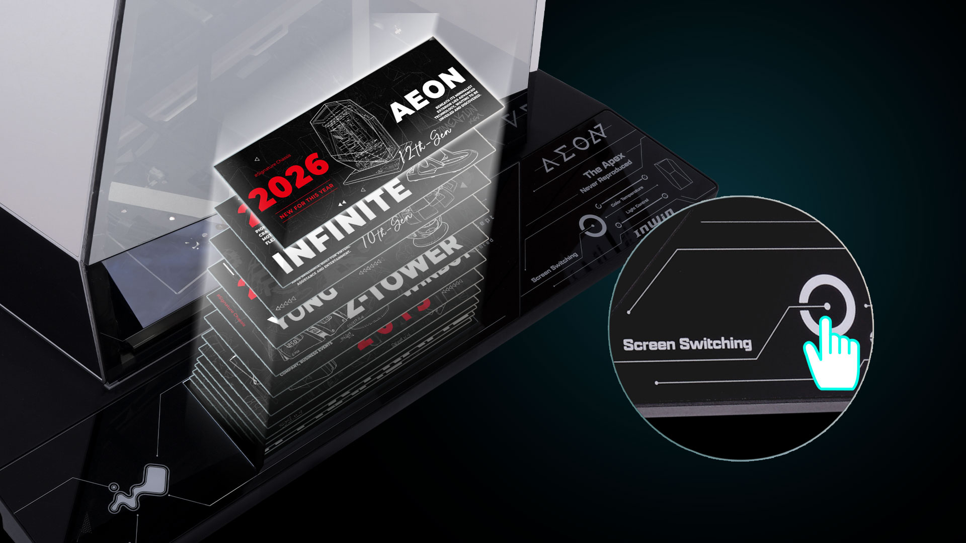 InWin LCD Display The integrated LED display features built-in storage for custom video