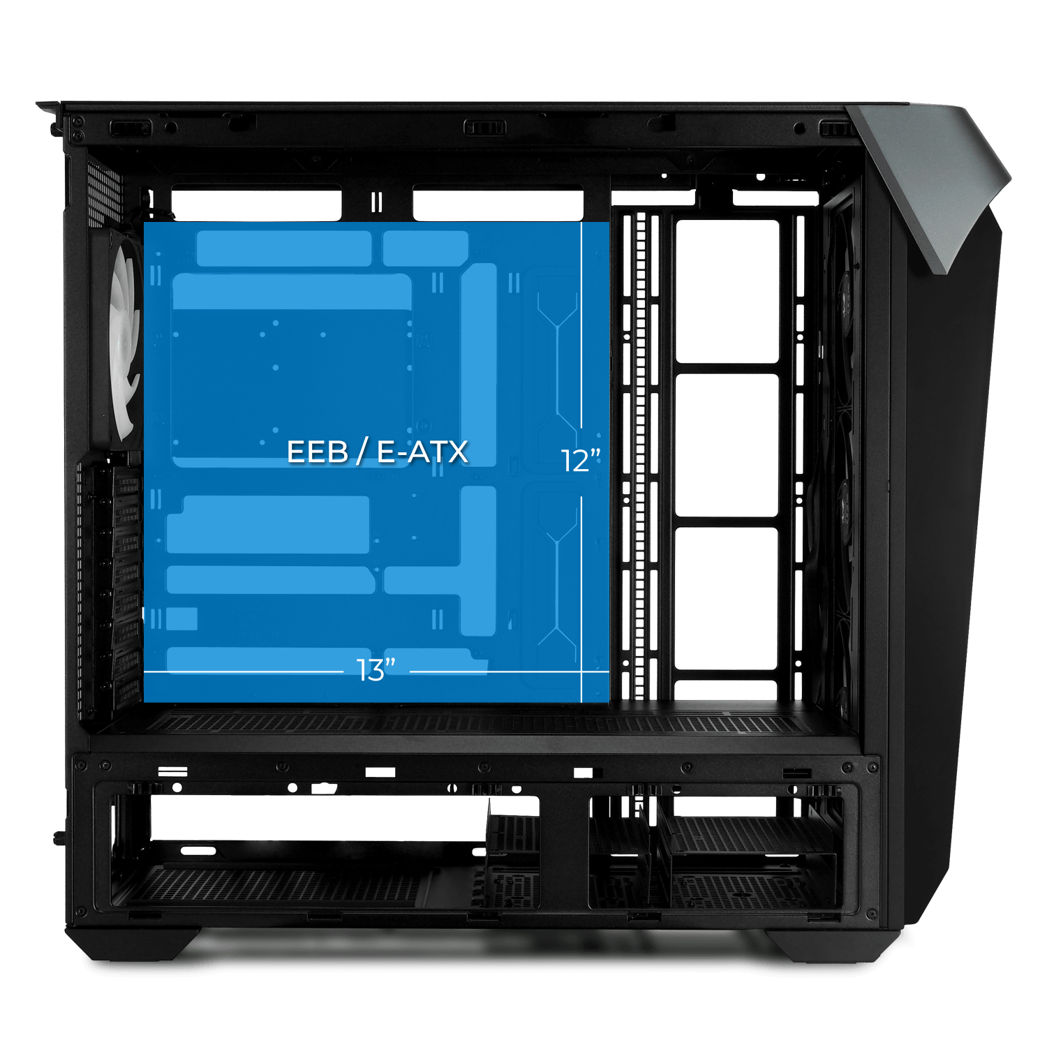 InWin プログレードスペース フルタワープラットフォームとして構築されたCOVALENTは、EEB対応とフレキシブルストレージ配置により、ワークステーション対応のスペース