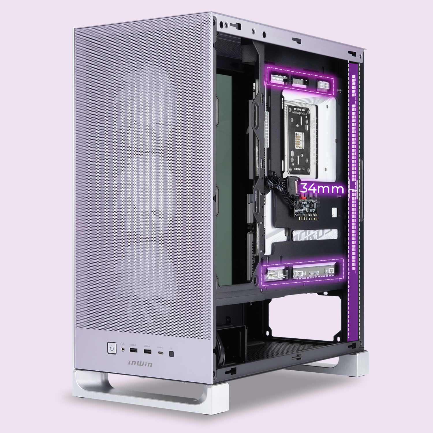 InWin バックコネクタをビルド DLITEミッドタワーケースは、ATXマザーボードをサポートし、最新のバックコネクタ設計と完全に互換性があるため、よりクリーンなケーブルマネ