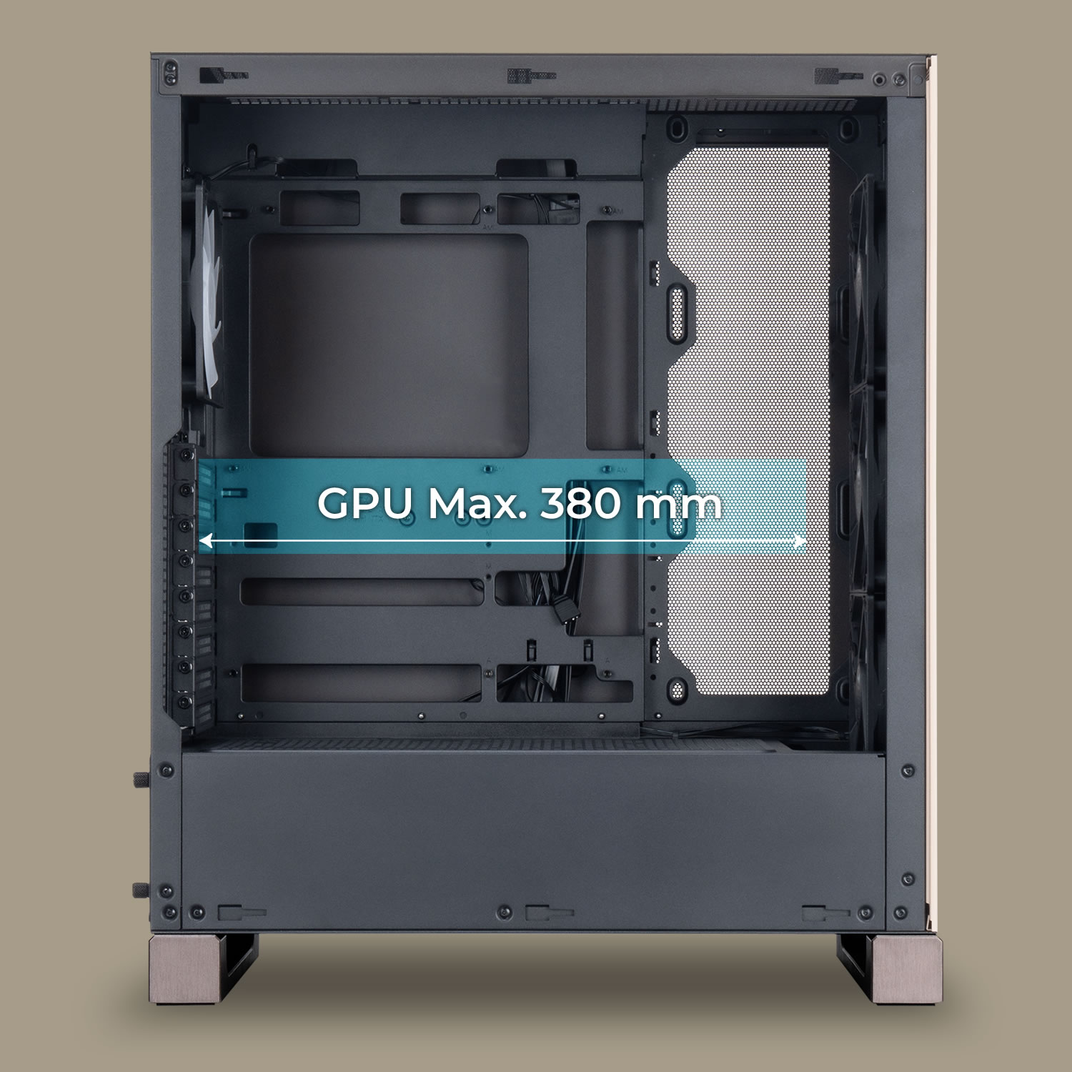 InWin フルサイズ対応 コンパクトなフットプリントにもかかわらず、DLITEは、最大380mmのグラフィックスカードと最大200mmの電源を含むフルサイズのコンポー