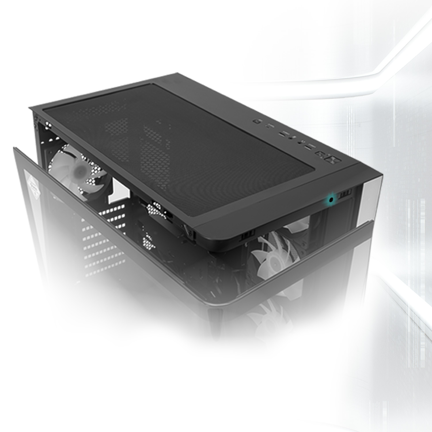 InWin Diseño de panel sin herramientas Tanto los paneles laterales de vidrio como los de metal cuentan con un