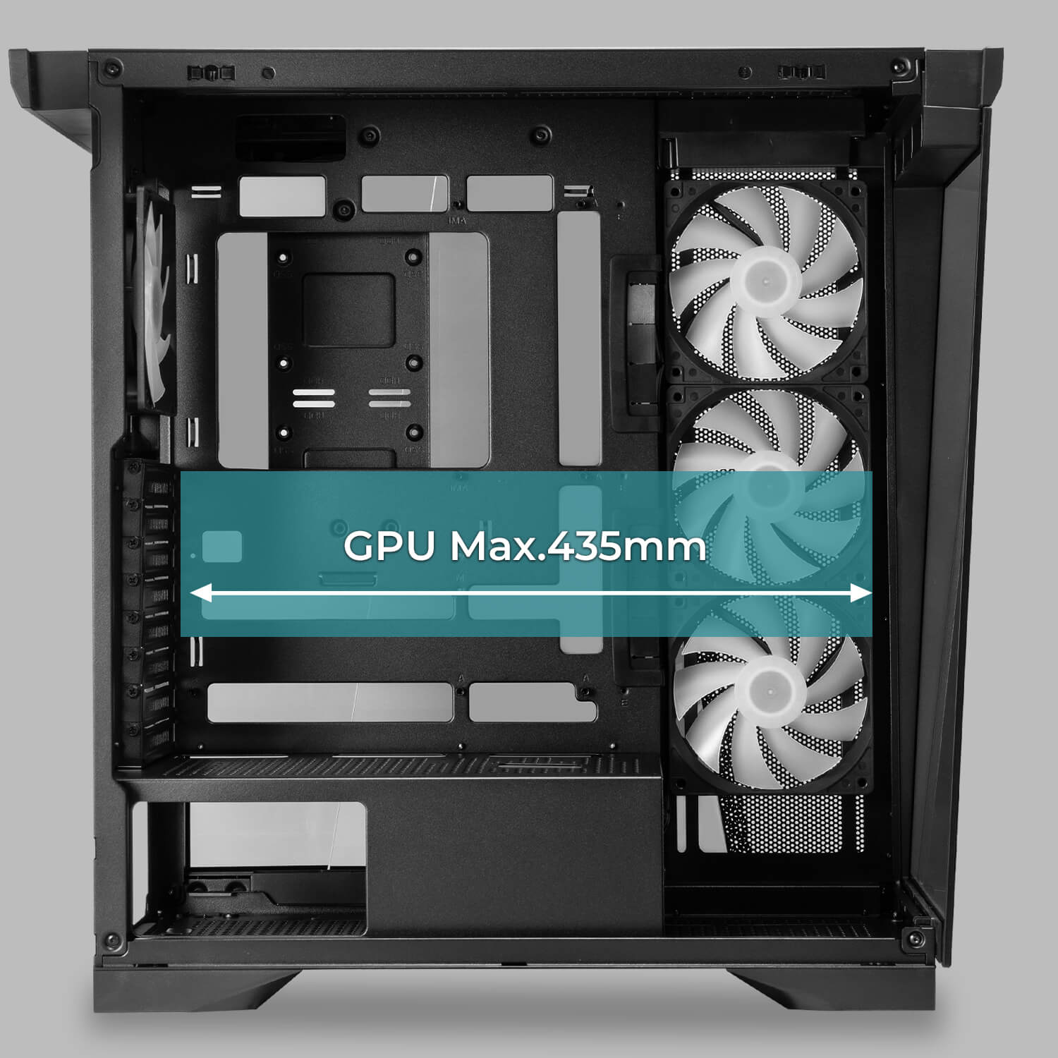 W50 supports graphics cards up to 435mm for high-end GPU builds